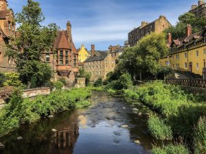 Looking down the water of Leith Walkway