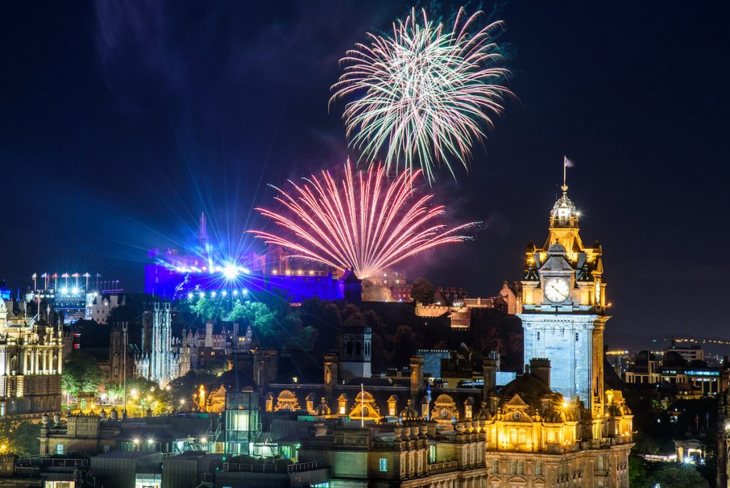 Fireworks at Edinburgh Castle on Hogmanay - New Year