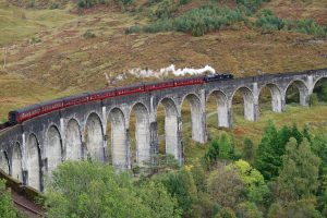 The Glenfinnan Viaduct in the Scottish Highlands