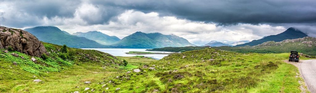 Panoramic shot of the Scottish landscape